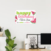 Eine in Melon Watermelon Happy Birthday Custom Poster (Heimbüro)