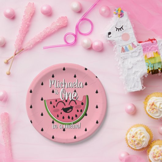 Eine in Melon Watermelon Niedlich Pink Erstgeburt Pappteller (Party)
