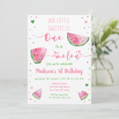 Eine in Melon Watermelon Pink Green Geburtstag Einladung (Stehend Vorderseite)