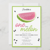 Eine in Melon Watermelon Sommer 1. Geburtstag Einladung (Vorderseite)