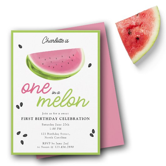 Eine in Melon Watermelon Sommer 1. Geburtstag Einladung