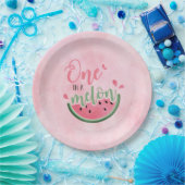 Eine in Melon Watermelon Wasserfarbe 1. Geburtstag Pappteller (Party)