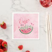 Eine in Melon Watermelon Wasserfarbe 1. Geburtstag Serviette (Beispiel)