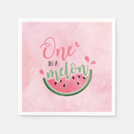 Eine in Melon Watermelon Wasserfarbe 1. Geburtstag Serviette