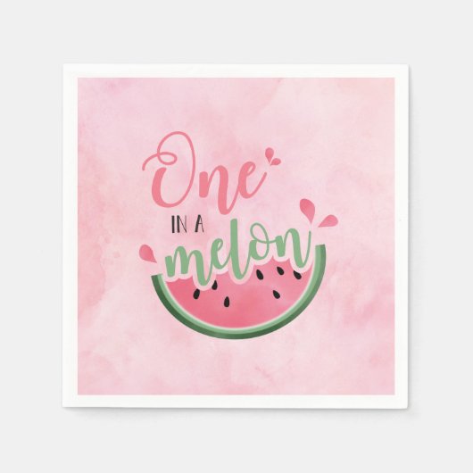 Eine in Melon Watermelon Wasserfarbe 1. Geburtstag Serviette (Vorderseite)