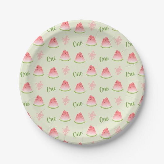 Eine in Melon Watermelon zum Geburtstag Pappteller (Vorderseite)