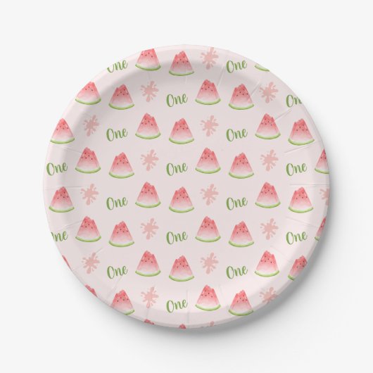 Eine in Melon Watermelon zum Geburtstag Pappteller (Vorderseite)