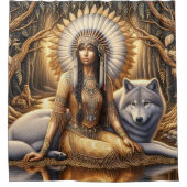 Eine indische Indianerin teilt sich eine Bindung m Duschvorhang (Vorderseite)