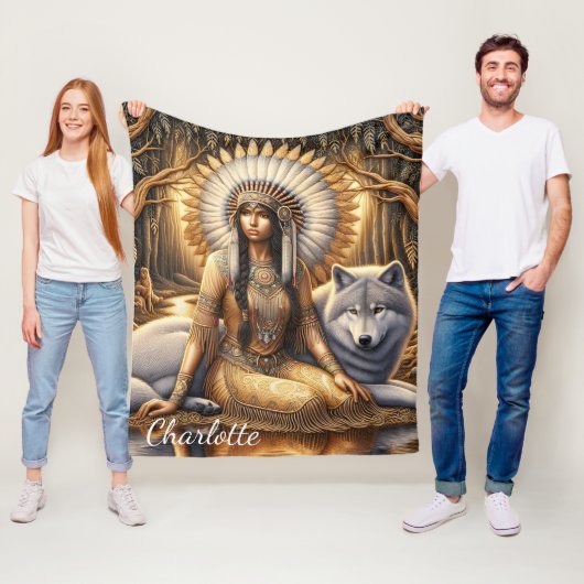 Eine indische Indianerin teilt sich eine Bindung m Fleecedecke (Beispiel)