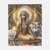 Eine indische Indianerin teilt sich eine Bindung m Fleecedecke (Vorderseite)