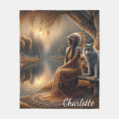 Eine indische Indianerin und ihr treuer Wolfskamer Fleecedecke (Vorderseite)