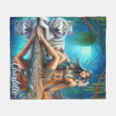 Eine indische Indianerin und ihr treuer Wolfskamer Fleecedecke (Vorderseite (Horizontal))