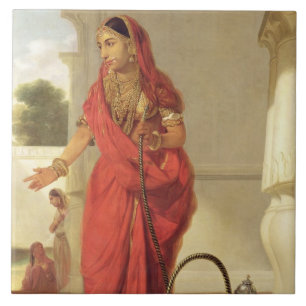 Eine indische Tänzerin mit einer Huka, 1772 (Öl  Fliese