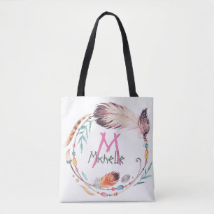Eine individuell anpassbare Mit Monogramm Boho Tot Tasche