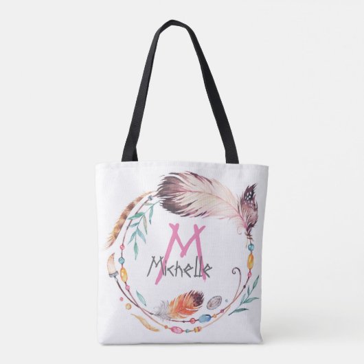 Eine individuell anpassbare Mit Monogramm Boho Tot Tasche (Rückseite)