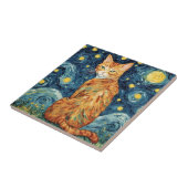 Eine Ingwer-Katze in der Sternennacht Fliese (Seite)