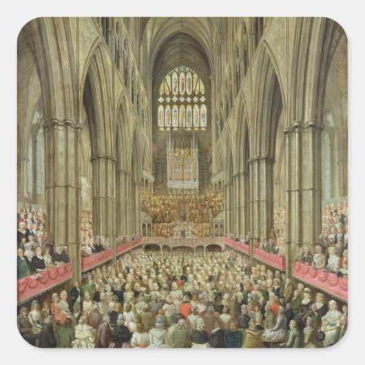 Eine Innenansicht der Abtei von Westminster auf de Quadratischer Aufkleber (Vorderseite)