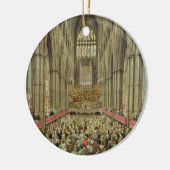 Eine Innenansicht von Westminster Abbey auf dem Keramikornament (Links)