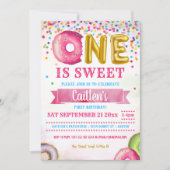 Eine ist Sweet Donut Ersten Geburtstag Confetti Einladung (Vorderseite)