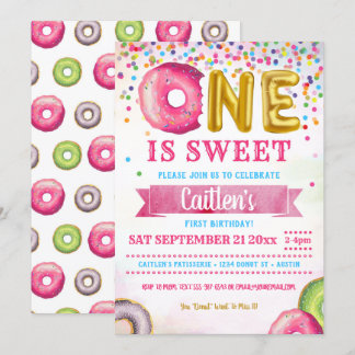 Eine ist Sweet Donut Ersten Geburtstag Confetti Einladung