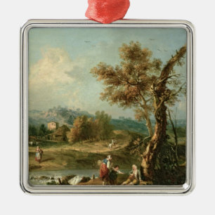 Eine Italianate Fluss-Landschaft mit Reisenden Ornament Aus Metall