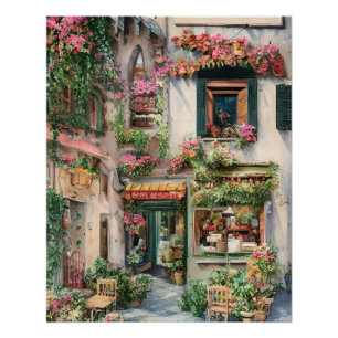 Eine italienische Straßenszene-Ephemerie-Designser Poster