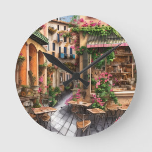 Eine italienische Straßenszene-Ephemerie-Designser Runde Wanduhr