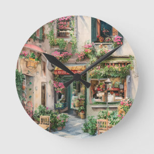 Eine italienische Straßenszene-Ephemerie-Designser Runde Wanduhr