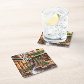 Eine italienische Street Scene Ephemera Design Ser Rechteckiger Pappuntersetzer (Vor Ort)