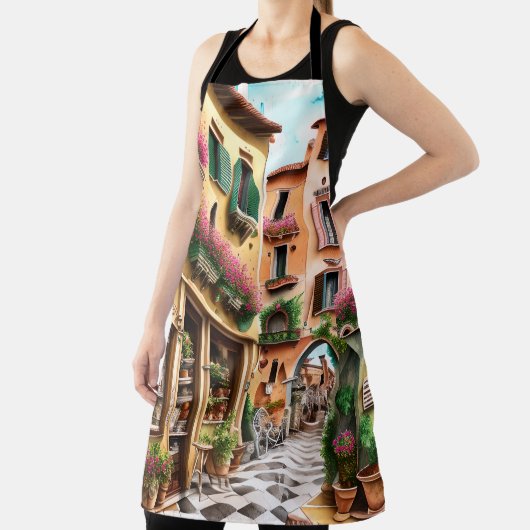 Eine italienische Street Scene Ephemera Design Ser Schürze (InSitu)