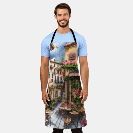 Eine italienische Street Scene Ephemera Design Ser Schürze (Getragen)