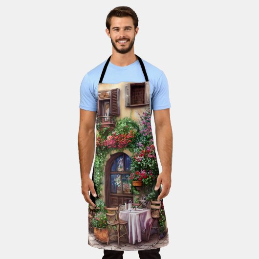 Eine italienische Street Scene Ephemera Design Ser Schürze (Getragen)