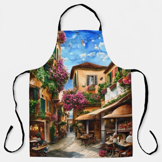 Eine italienische Street Scene Ephemera Design Ser Schürze (Vorderseite)
