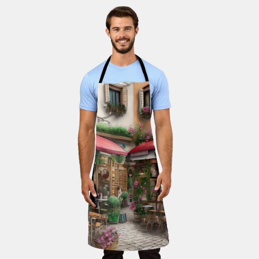 Eine italienische Street Scene Ephemera Design Ser Schürze (Getragen)