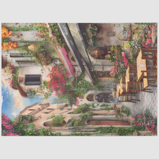 Eine italienische Street Scene Ephemera Design Ser Seidenpapier (Vorderseite)