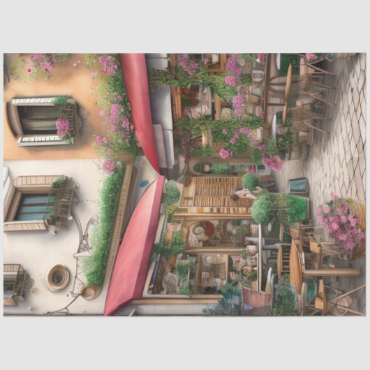 Eine italienische Street Scene Ephemera Design Ser Seidenpapier (Vorderseite)