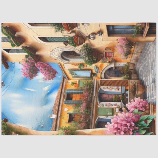 Eine italienische Street Scene Ephemera Design Ser Seidenpapier (Vorderseite)