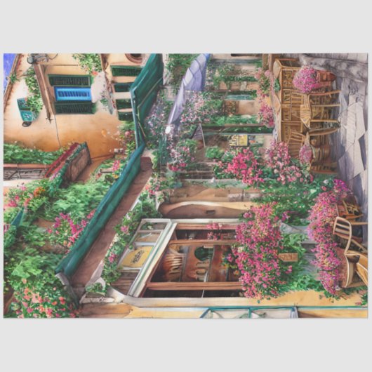 Eine italienische Street Scene Ephemera Design Ser Seidenpapier (Vorderseite)