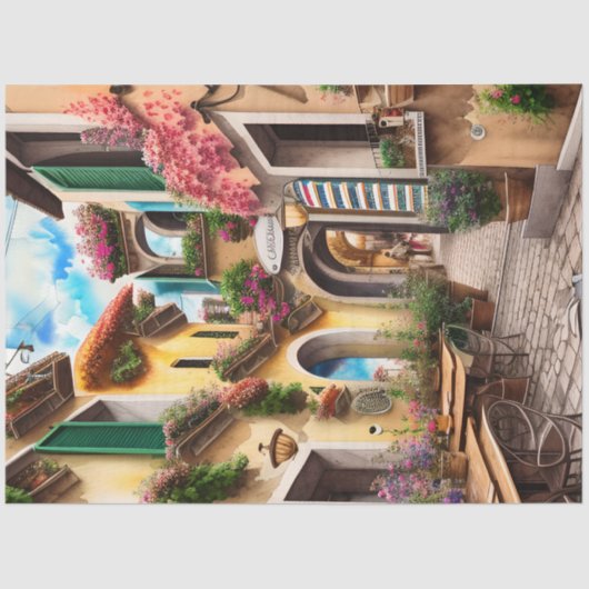 Eine italienische Street Scene Ephemera Design Ser Seidenpapier (Vorderseite)