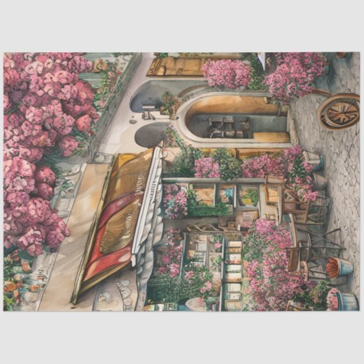 Eine italienische Street Scene Ephemera Design Ser Seidenpapier (Vorderseite)