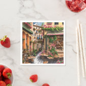 Eine italienische Street Scene Ephemera Design Ser Serviette (Beispiel)