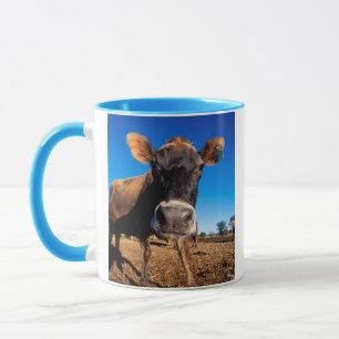 Eine Jerseykuh ist neugierig Tasse