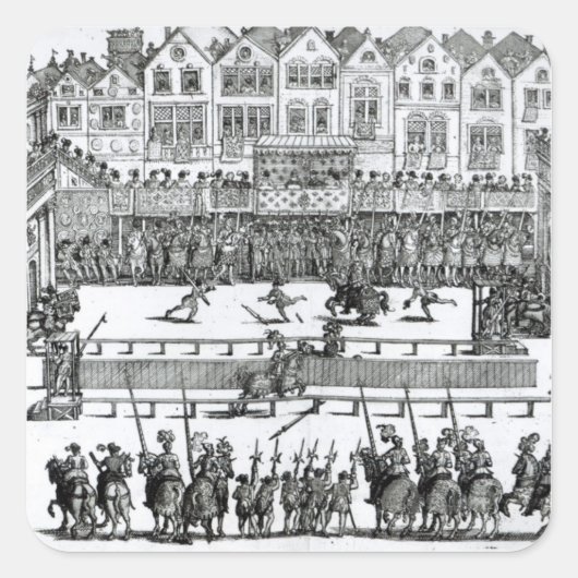 Eine Jousting-Szene Quadratischer Aufkleber (Vorderseite)