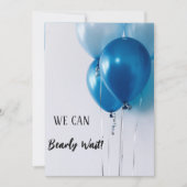 Eine junge Blue Balloon Baby Dusche Einladung. Einladung (Vorderseite)