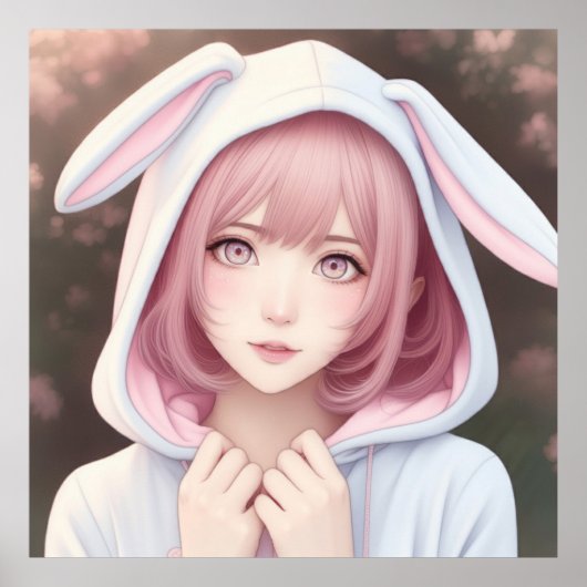 Eine junge Figur mit rosa Haare Poster (Vorne)