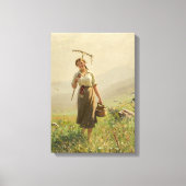 Eine junge Frau auf der Wiese von Hans Dahl Leinwanddruck (Vorderseite)