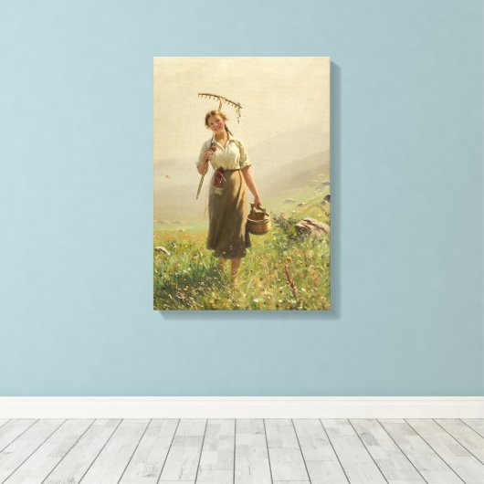 Eine junge Frau auf der Wiese von Hans Dahl Leinwanddruck (Insitu (Holzboden))