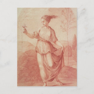 Eine junge Frau, die nackt in einer Landschaft spa Postkarte