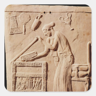 Eine junge Frau, die sich in einem Quadratischer Aufkleber