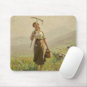 Eine junge Frau in der Wiese durch Hans Dahl Mousepad (Mit Mouse)